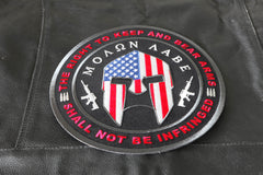 Molon Labe US Flag Spartan Helmet, The Right to Keep and Bear Arms Shall Not Be Infringed Patch - 9x9 inch