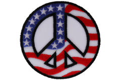 US Flag Peace Sign Novelty Iron on Patch - 3x3 inch