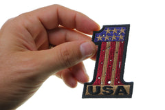 Number 1 USA Vintage Flag and Stars Patch - 2x3 inch