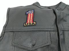 Number 1 USA Vintage Flag and Stars Patch - 2x3 inch