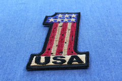 Number 1 USA Vintage Flag and Stars Patch - 2x3 inch