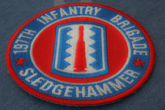 197th Infantry Brigade Iron on Patch Sledgehammer - 3x3 inch