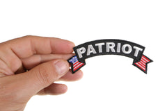 Patriot Rocker Iron on Patch With US Flag - 4x1.5 inch