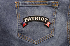 Patriot Rocker Iron on Patch With US Flag - 4x1.5 inch