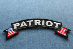 Patriot Rocker Iron on Patch With US Flag - 4x1.5 inch