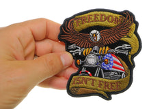 Patriotic Eagle Biker Small Iron on Patch Freedom Isn't Free - 3.75x4.25 inch