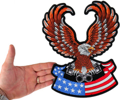 American Flag Eagle on Pistons Patch - 9.8x12 inch