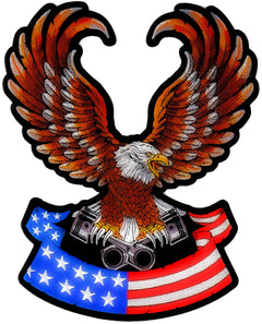 American Flag Eagle on Pistons Patch - 9.8x12 inch