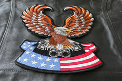 American Flag Eagle on Pistons Patch - 9.8x12 inch