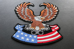 American Flag Eagle on Pistons Patch - 9.8x12 inch