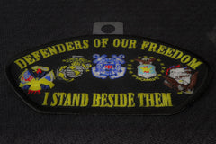 Cap Defenders Of Our Freedom I Stand Beside Them Patriotic Iron on Patch - 5x2.75 inch