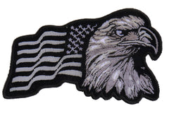 Silver Eagle US Flag Facing Right Patriotic Iron on Patch - 4x2.5 inch