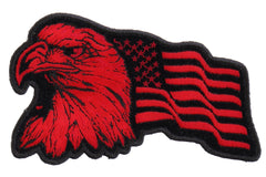 Eagle US Flag Facing Left Patriotic Iron on Patch In Red - 4x2.5 inch