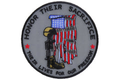 Honor Their Sacrifice Memorial Patriotic Iron on Patch - 3.5x3.5 inch