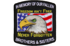 In Memory Of Our Fallen Military Brothers and Sisters Patriotic Iron on Patch - 3.2x3.5 inch