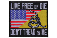 Live Free or Die Don't Tread On Me Gadsden American Flag Patriotic Iron on Patch - 3.5x3.25 inch