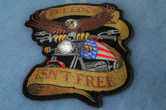 Patriotic Eagle Biker Small Iron on Patch Freedom Isn't Free - 3.75x4.25 inch