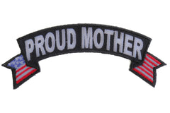 Proud Mother US Flag Rocker Patriotic Iron on Patch - 4x1.5 inch