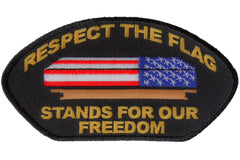 Respect Our Flag Patriotic Iron on  Cap Patch - 5x2.75 inch