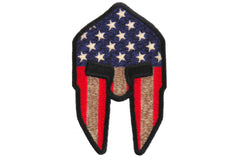 Spartan Helmet US Flag Patriotic Iron on Patch - 2.5x4 inch