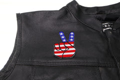 Peace Hand Sign with American Flag Patriotic Iron on Patch - 2.1x3.5 inch