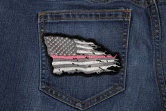 American Flag with Pink Stripe - 4x3 inch