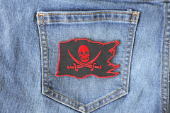 Pirate Flag Skull and Crossed Swords Patch - 3.5x2.5 inch