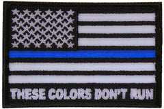 Blue Stripe American Flag Patch - These Colors Don't Run - for Jackets and Vests - 3x2 inch