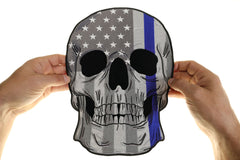 American Flag Blue Stripe Skull Patch - 9.25x12 inch