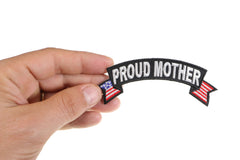 Proud Mother US Flag Rocker Patriotic Iron on Patch - 4x1.5 inch