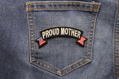 Proud Mother US Flag Rocker Patriotic Iron on Patch - 4x1.5 inch