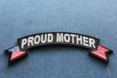 Proud Mother US Flag Rocker Patriotic Iron on Patch - 4x1.5 inch