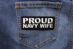 Proud Navy Wife Patch - 4x1.5 inch