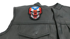 Puerto Rican Flag Skull Patch - 3x4.3 inch