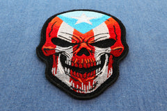 Puerto Rican Flag Skull Patch - 3x4.3 inch