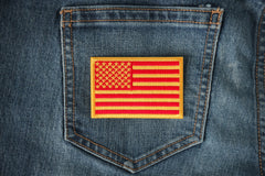 Red and Yellow US Flag Patch - 3x2 inch