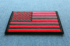 Red Black American Flag Patch - 3x2 inch