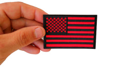 Red Black American Flag Patch - 3x2 inch