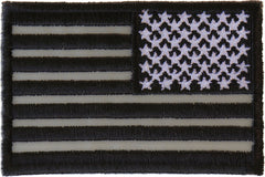 Reverse Black Reflective US Flag Patch - 3x2 inch