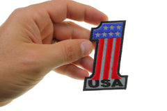 Reflective No 1 USA Patriotic Iron on Patch - 2x3 inch