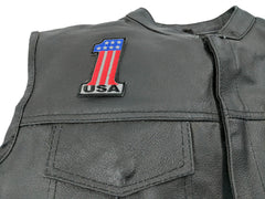 Reflective No 1 USA Patriotic Iron on Patch - 2x3 inch