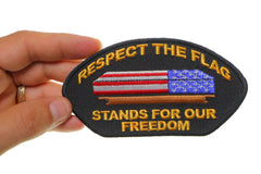 Respect Our Flag Patriotic Iron on  Cap Patch - 5x2.75 inch