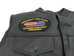 Respect Our Flag Patriotic Iron on  Cap Patch - 5x2.75 inch