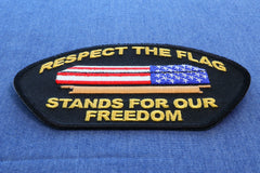 Respect Our Flag Patriotic Iron on  Cap Patch - 5x2.75 inch