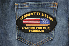 Respect Our Flag Patriotic Iron on  Cap Patch - 5x2.75 inch