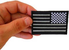 Reverse Black Reflective US Flag Patch - 3x2 inch