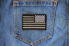 Reverse Black Reflective US Flag Patch - 3x2 inch