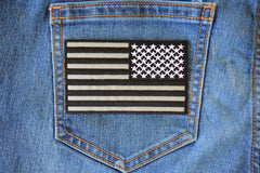 Reflective American Flag Patch Reversed 4 inch Wide - 4x2.5 inch