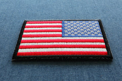 Reversed American Flag with Black Borders Patch - 3x2 inch