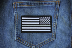 Reversed Silver Line Corrections Officer American Flag Patch - 3.5x2 inch